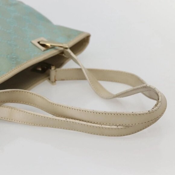 GUCCI GG Canvas Tote Bag Light Blue Gold 002 1099 Auth 130091 - Picture 8 of 16